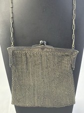 Vintage 1920s Art Deco Metal Mesh Evening Bag Chain Strap German Silver 5  Wide