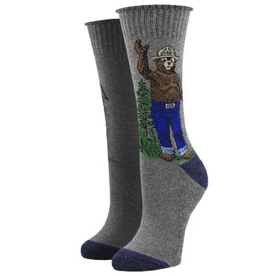 Socksmith Outlands Women's Boot Socks Recycled Cotton Hello Smokey Bear USA Made
