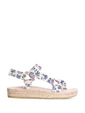 MANEBI LoveShackFancy Womens White Toe Platform Leather Espadrille Shoes 35