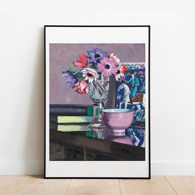 Cadell Stillleben mit Anenomen rosa Blume Kunstdruck Galerie Wandbild Deko