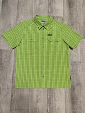 Jack Wolfskin Men's Thompson Men Green Plaid Short Sleeve Shirt QMC Size S/M