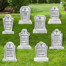 17 Inch Yard Sign Halloween Graveyard Decorations 8 Pcs Tombstones for Graves...