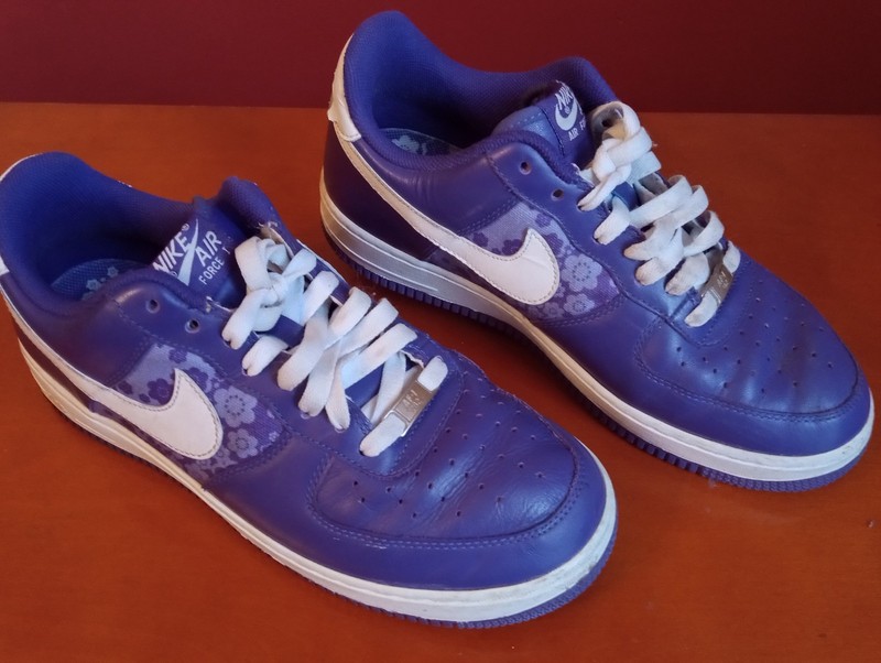 Women's Nike Air Force-1, Varsity Purple & White, w/Floral, Size 10, #315115-513