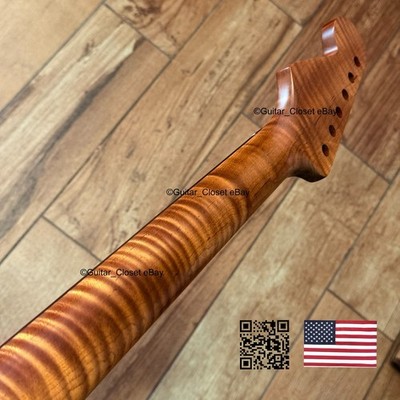 Roasted Flame Maple Rosewood Strat Neck Satin Fits Warmoth Stratocast body 2SRY