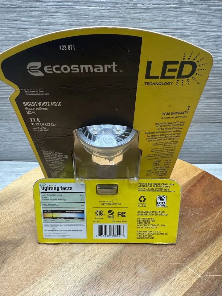 EcoSmart 50W Equivalent Bright White MR16 GU5.3 Dimmable LED Light Bulb - Image 2 of 2