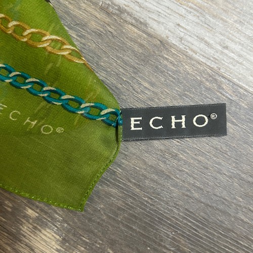 Echo Vintage Green Chain Design Sheer 100% Silk Rectangular Scarf, $21.06 - Photo 5