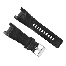 32MM NOTCHED LEATHER WATCH BAND STRAP FOR DIESEL DZ1216 DZ1273 DZ4246 WATCH BLAC