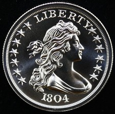 1804 DRAPED BUST DOLLAR TRIBUTE 1 OZ .999 ULTRA HIGH RELIEF PIEDFORT SILVER BU 85.00 per troy oz