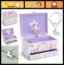 Jewelry Box for Girls with Drawer - Spinning Unicorn Music Box  Jewelry Set - 5
