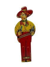 1950s Cowgirl Tin Lithograph Whistle Patd Japan Bright Colors Whistle Works