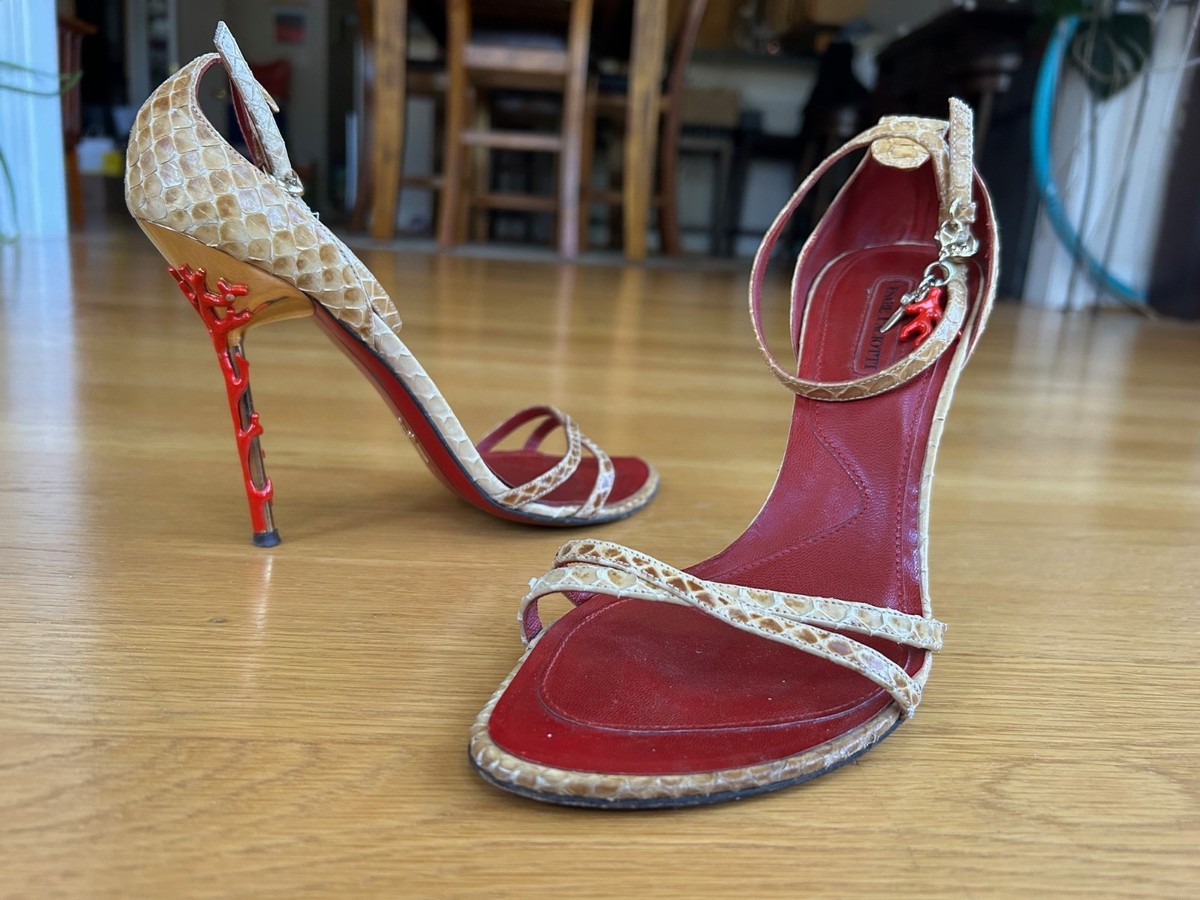 CESARE PACIOTTI Nude & Red Snake Skin Engraving Heels  display picture 1