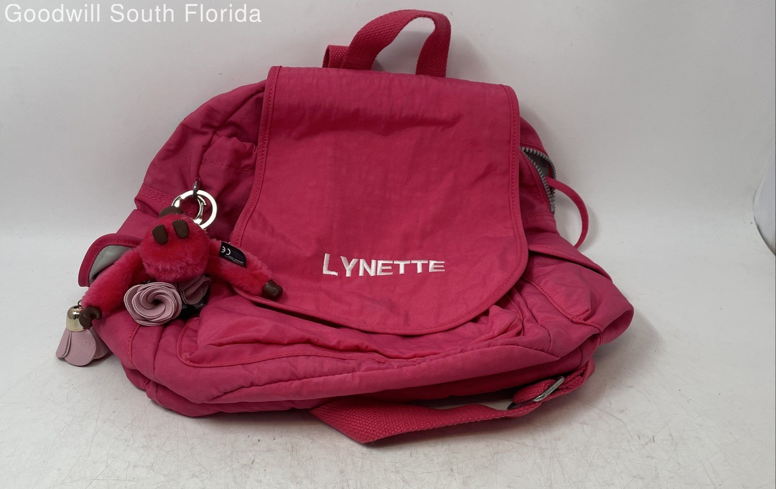 Kipling Womens Pink City Lynette Adjustable Shoulder Strap Charm Backpack