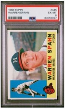 1960 Topps - #445 Warren Spahn Milwaukee Braves PSA 6 EX-MT New Label COMBINESHP