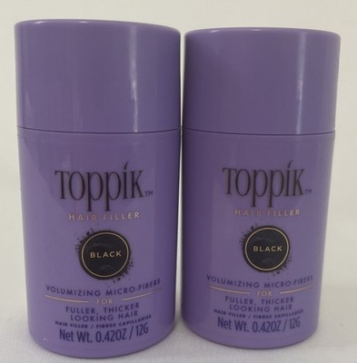Toppik Hair Filler BLACK 2 PACK Volumizing Micro Fibers Fuller Thicker .42oz NEW
