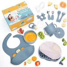 Silicone Baby Feeding Set 17 Pcs -Baby Lid Weaning Supplies including Divided...