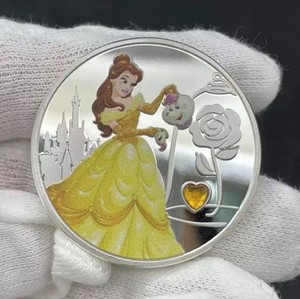 Disney Collective Medallion Coin Belle Jeweled Heart Princesses 