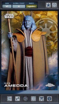 Mas Amedda Gold 50cc Legendary Star Wars Card Trader Chrome Sapphire