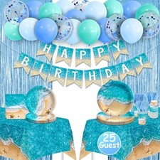 Beach Party Decorations, Pool Party Plates and Napkins Sets 300 GSM , Beach