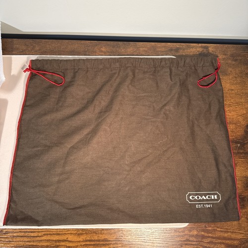 Coach Brown Dust Cover Bag Shoe Protector Red Drawstring 19