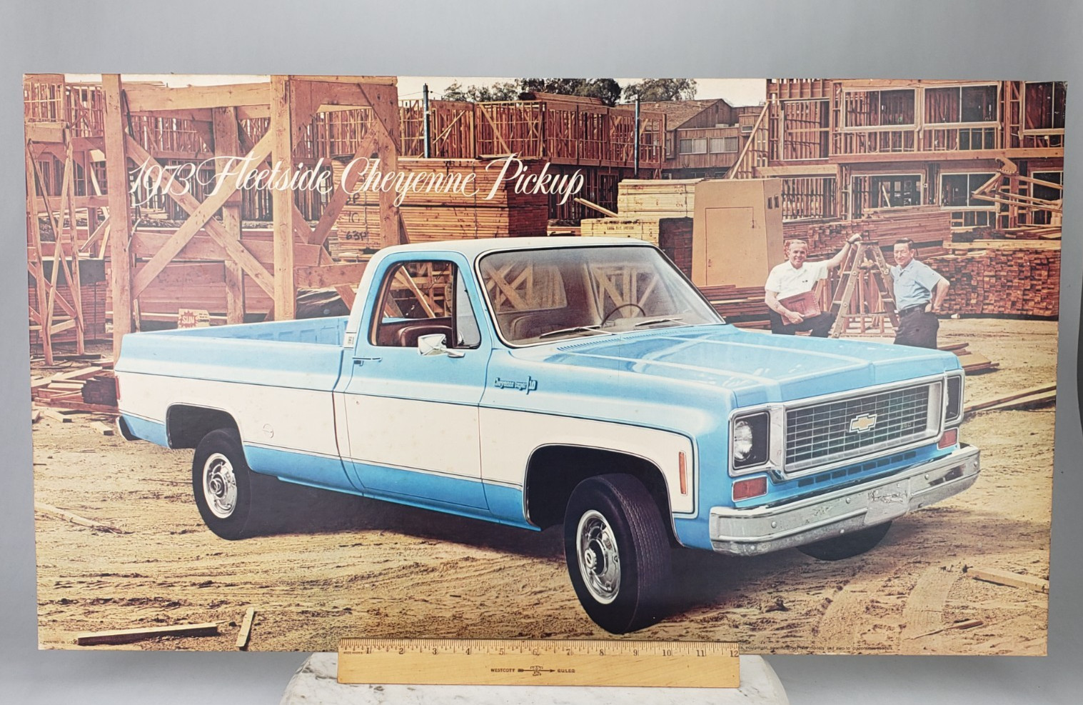 Vintage GM Chevrolet Showroom Dealer Cardboard Poster 1973 Cheyenne C10 18 x 32