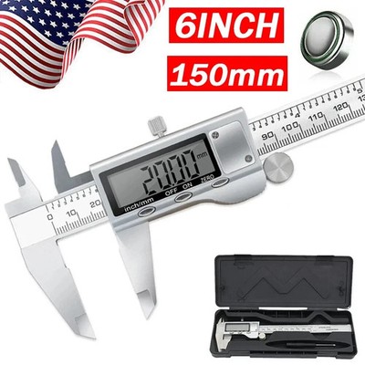 Digital Caliper Micrometer LCD Gauge Vernier Electronic Measuring Tool 6'' 150mm