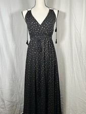 Express Black & Gold Goddess Sleeveless Strappy Flowy Maxi Dress size small