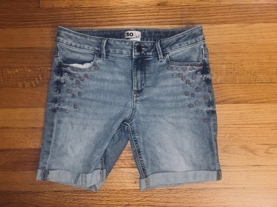 SO Girls Blue Denim Bermuda Shorts Size 16