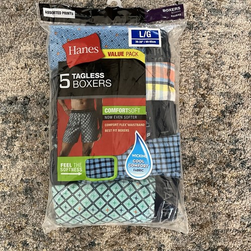 Hanes Men's LARGE Tagless Boxers 2 Packs of 5 10 TOTAL
