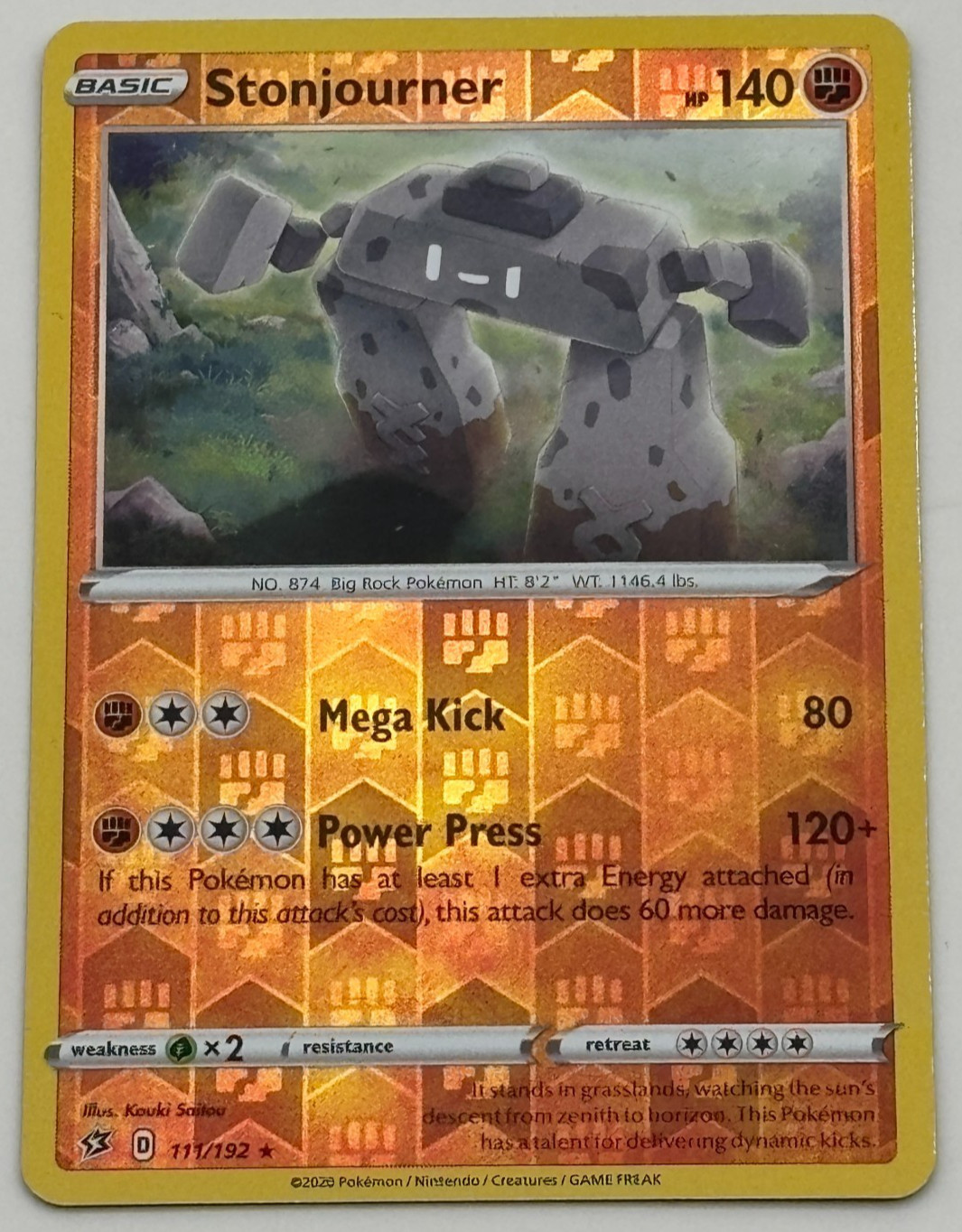 Stonjourner 111/192 Reverse Holo Rare Rebel Clash Pokemon Card TCG