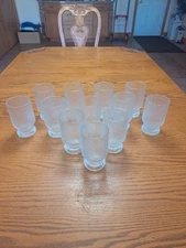 Indiana Glass Vintage 1960's Ice Tree Bark Footed Water Textured Tea Glasses 12