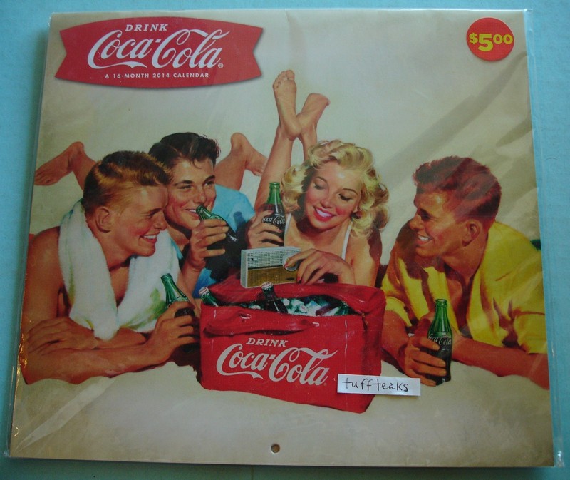 2014 WALL CALENDAR 12" X 11" Sealed Coca-Cola 16 MONTH 1950's Theme Picnics Fun
