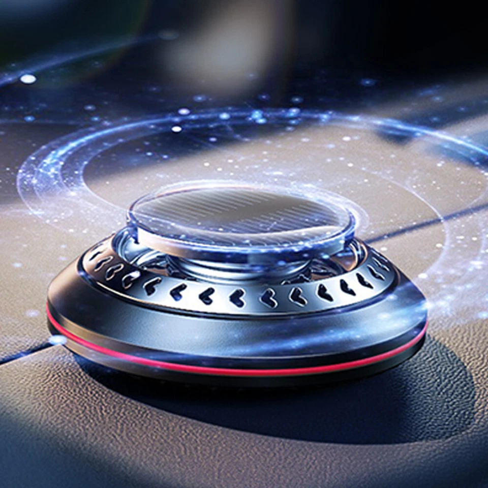 Ambientador de aire sólido giratorio interior de automóvil con energía solar difusor de perfume Foto 3 de 4