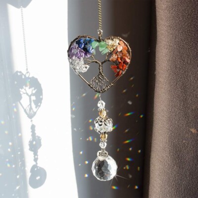 H&D HYALINE & DORA Suncatcher Window Hanging Tree of Life Heart 13 * 1.8 in