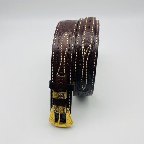 Justin Top Grain Cowhide Leather Belt, Skinny 34” USA Brown Gold