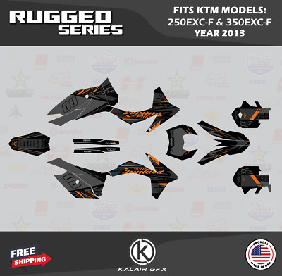 Graphics Kit for KTM 250EXC-F, 350EXC-F (2012-2013) Rugged-Orange-Shift
