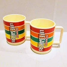 Vintage Deka Life Savers Plastic Mug Cup-Lot Of 2-1981-USA Made-10 oz-No Lids