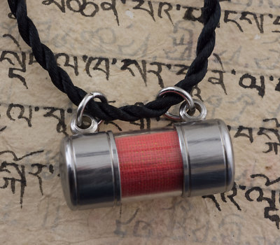Buddhist Amulet - Mantra Prayer Roll Pendant Buddha Amitabha 15C