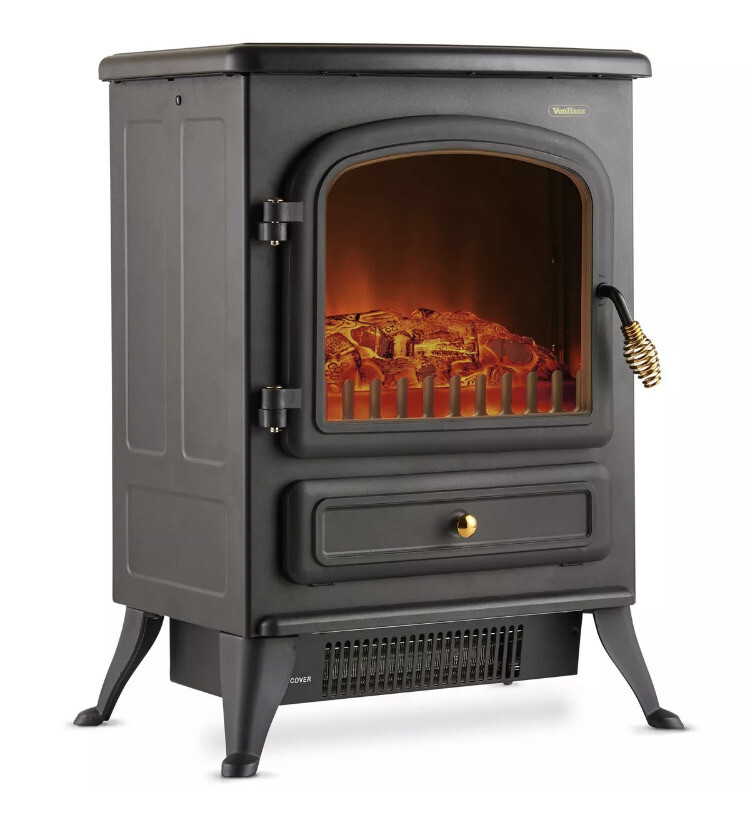 1850W Small Black Portable Electric Stove Heater Log Burning Effect  Fireplace | eBay