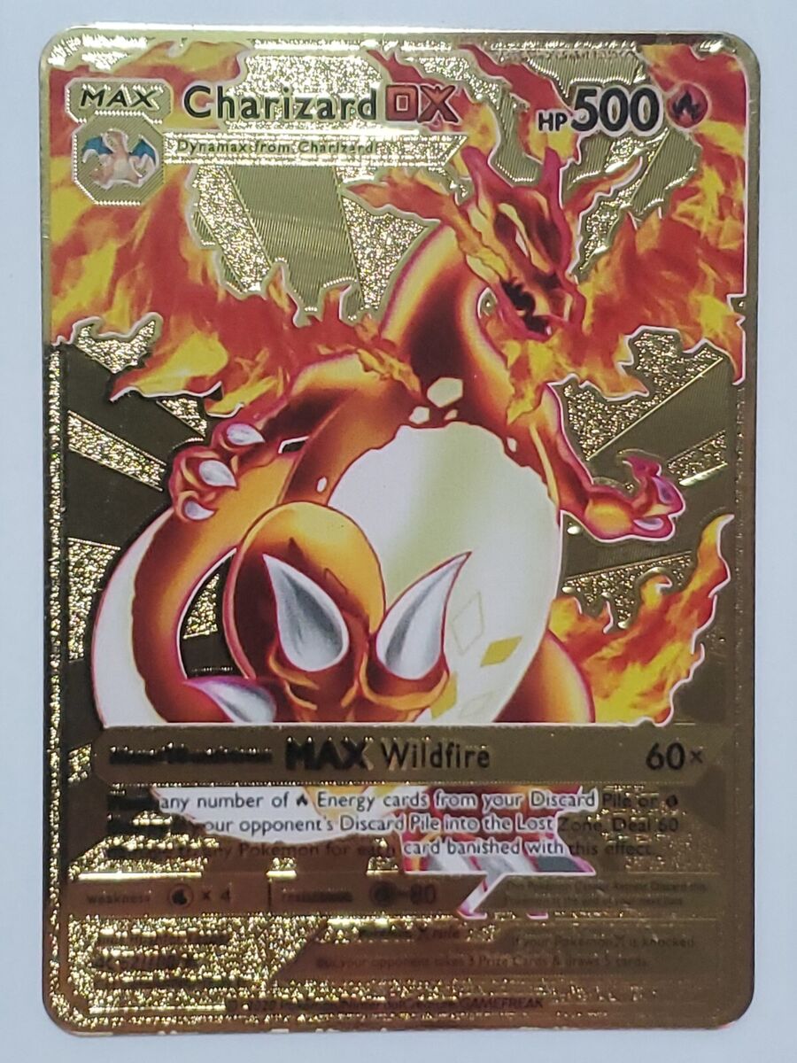 Pokemon Gold Metal Charizard Card – Radbadgergaming