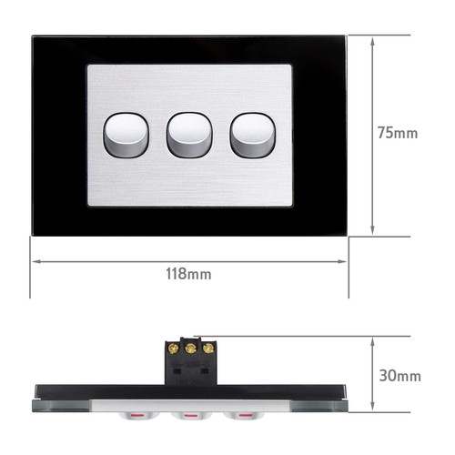 SAA Electrical Wall Power Point Socket GPO Black Glass Switch Panel Outlet 10A - Picture 8 of 26