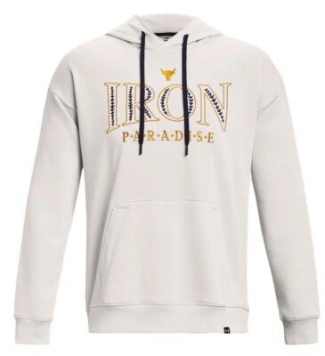 Under Armour Hoodie Mens XL Project Rock Iron Paradise Rival White Gold 1380115