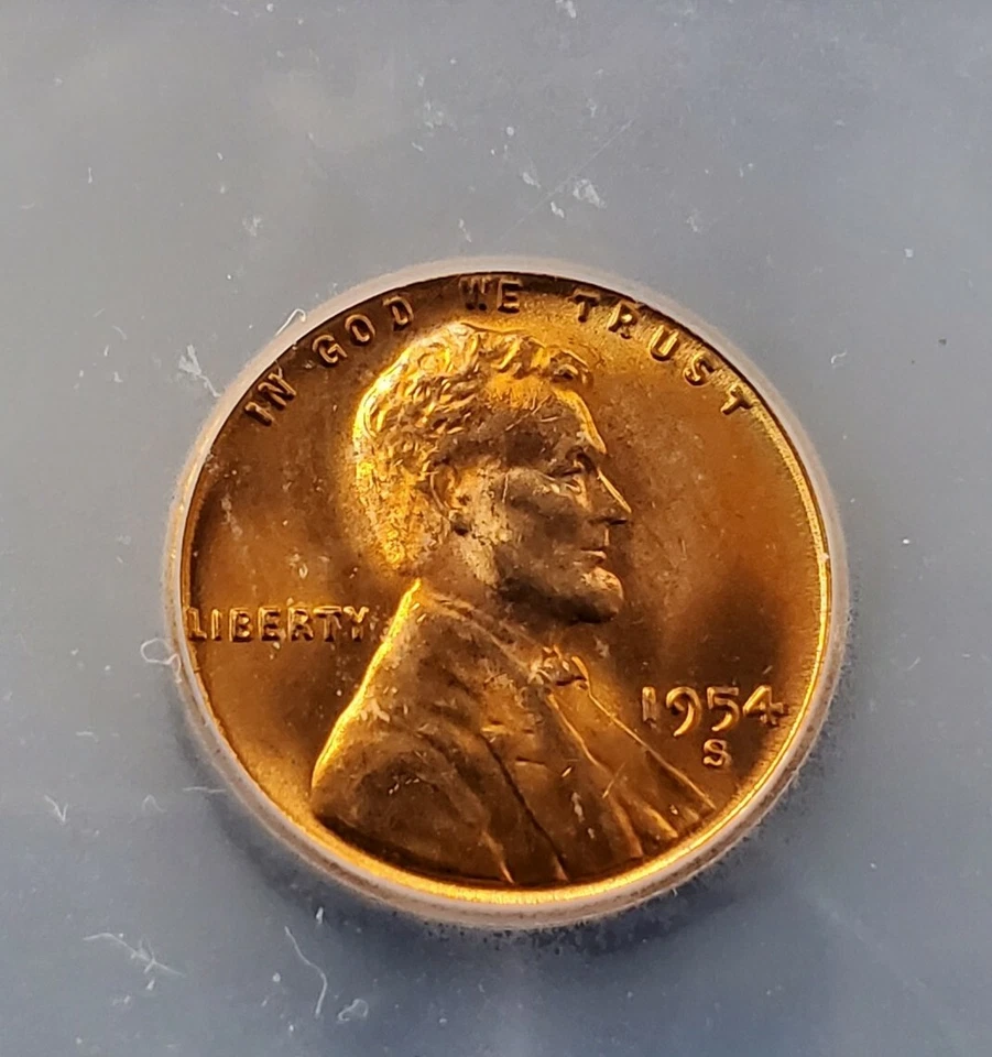 1954 S Lincoln Wheat Cent Penny Coin ICG MS67 RED RD Gem BU San Francisco 3 - Image 2 of 4