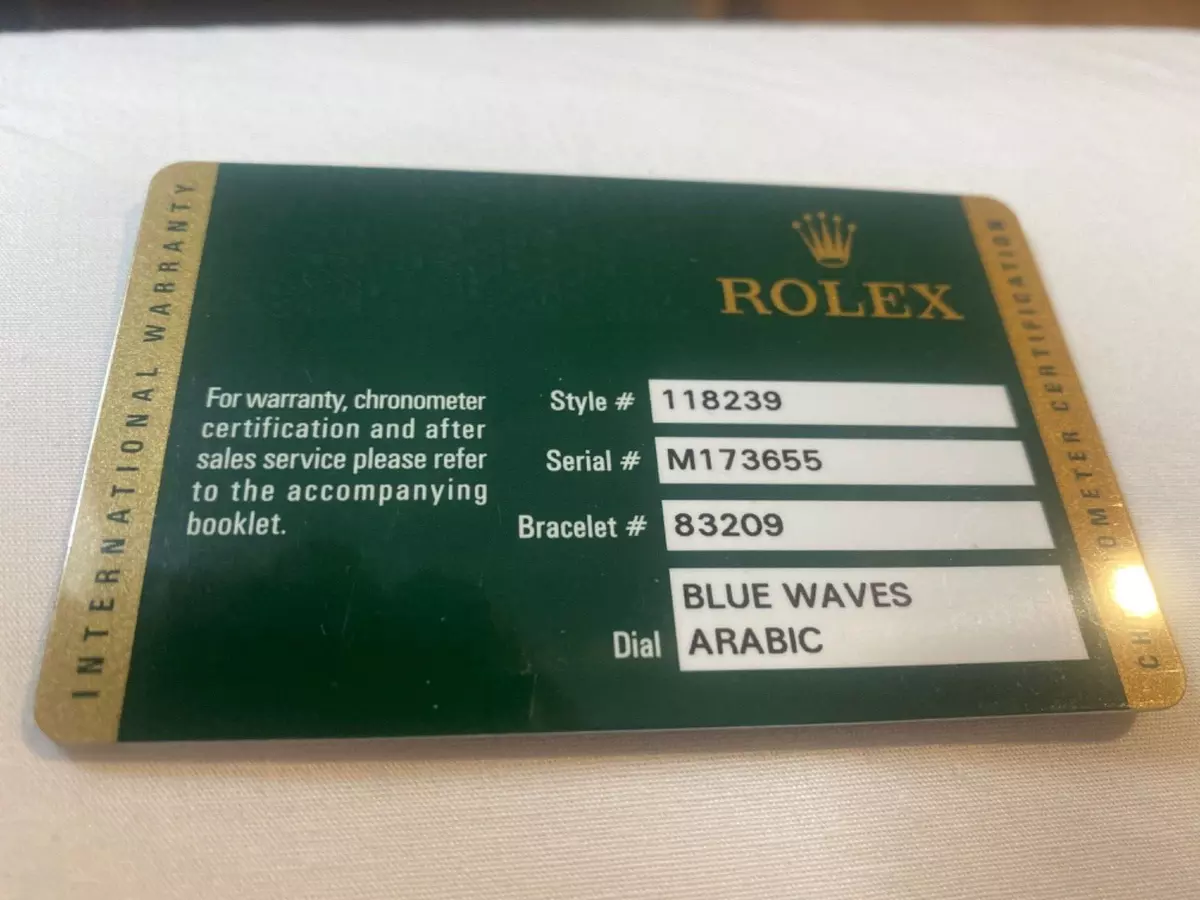 ROLEX Guarantee Warranty Card 2010 |