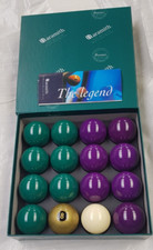 Pool Table Balls Aramith Premier 2" Green Purple Golden 8 Ball 1 7/8 Cue Ball