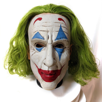 Green Clown Mask Party Costume House Outfit Latex Halloween Adults Unisex