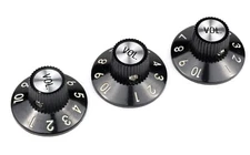 (3) BAKELITE 1-10 Volume Witch Hat Knobs for 1/4" Solid Shaft Pots, Fender