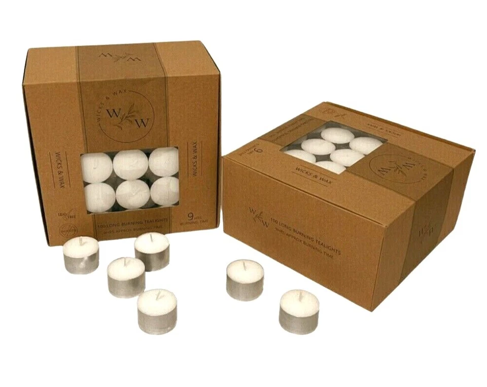 9-Hour Unscented Tea Light Candles Bulk Pack of 100 White for Weddings - image 3 of 4