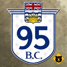 British Columbia highway 95 province route marker 1971 road sign Canada 11x13