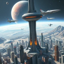 Digital Picture of space modern cityscape digtal printable file