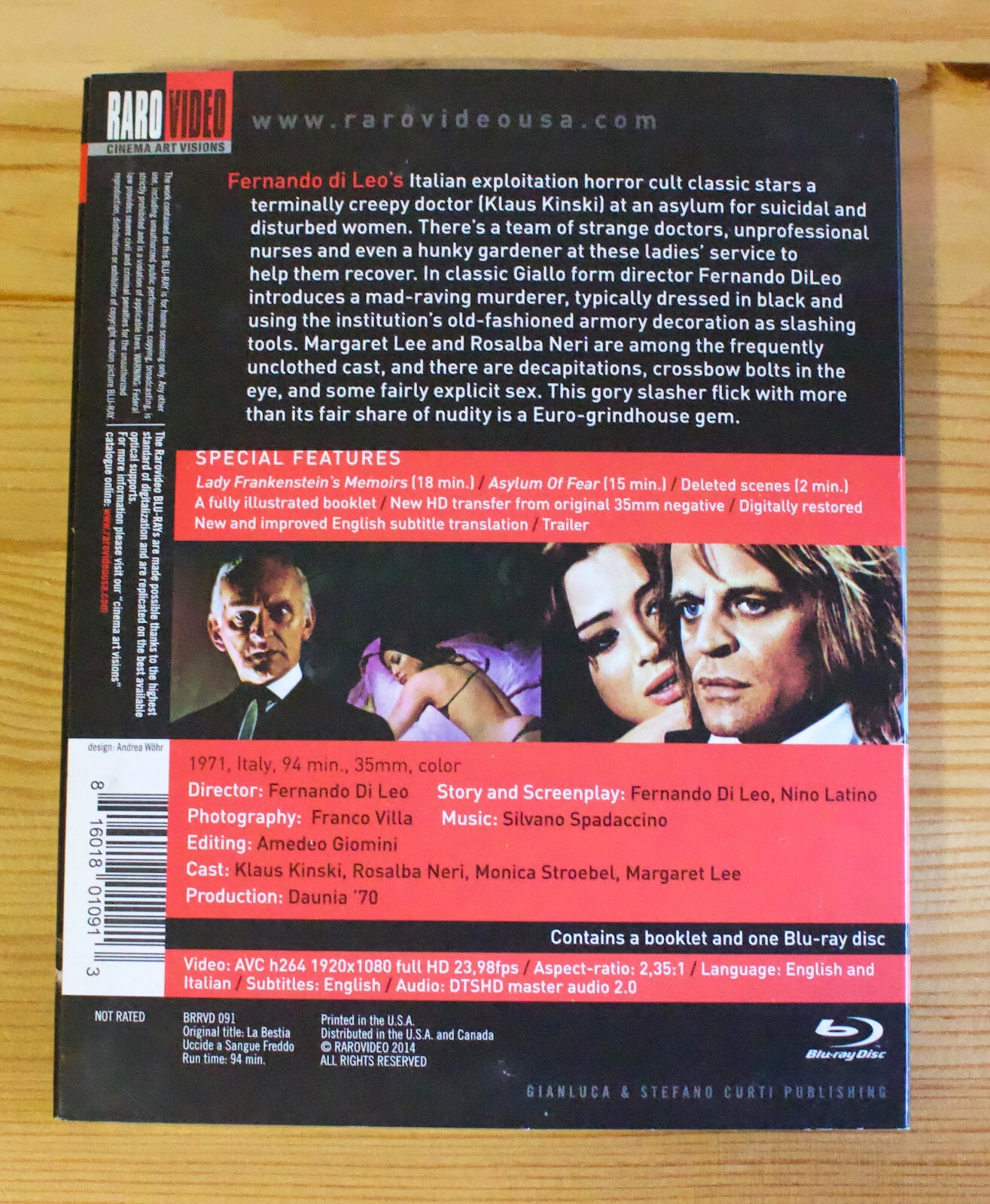 Slaughter Hotel Bluray Raro Video Klaus Kinski Rosalba Neri w